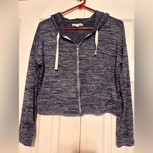 American Eagle Crop Stetch Zip Front Hoodie Blue/White Size S/P